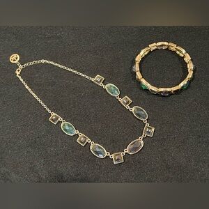 Vintage TRIFARI 2 pc BUNDLE Jewelry GREEN Gray